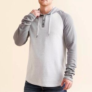 BKE Men's Gray Raglan Hooded Henley